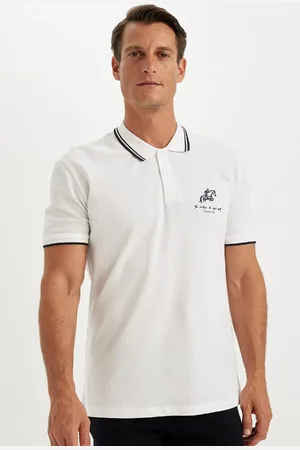 DeFacto Neues, Kurzärmliges Piqué-poloshirt Mit Normaler Passform Und Aufdruck C9227ax24sm für Herren - 3XL