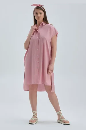 Dagi Roter Baumwoll-pareo Mit Hemdkragen für Damen - 2