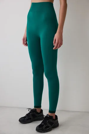 Penti Grüne, Nahtlose, Knöchellange Leggings Mit Hoher Taille Und Kontrast für Damen - S/M