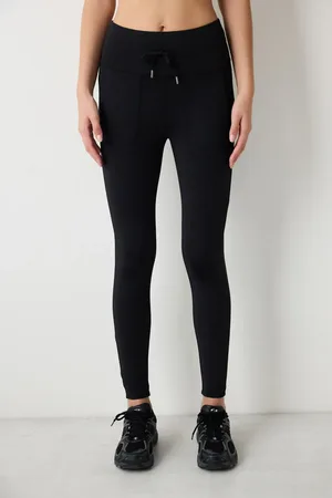 Penti Schwarze, Bequeme, Knöchellange Leggings Mit Hoher Taille Und Taschendetail für Damen - XL
