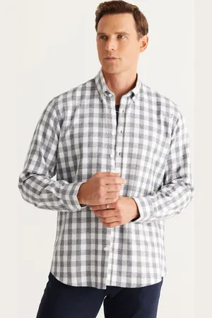 Altınyıldız Classics Holzfällerhemd Aus Flanell In -marineblau Mit Bequemer Passform Und Entspanntem Schnitt Und Knopfkragen für Herren - XL