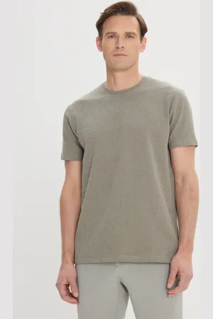 Altınyıldız Classics Khakifarbenes Slim-fit-t-shirt Aus Baumwolle Mit Rundhalsausschnitt für Herren - XL