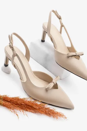 Marjin Beigefarbener Stiletto-absatz Mit Spitzer Zehenpartie Und Schleifendetail - 37