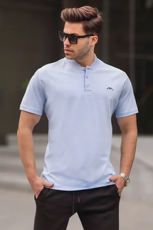 MADMEXT Babyblaues T-shirt Mit Kragen für Herren - S