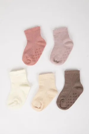 DeFacto Nahtlose 5-teilige Lange Baumwollsocken Für Babys Im Mädchenstil C9100a5ns für Damen - 1–2 Jahre