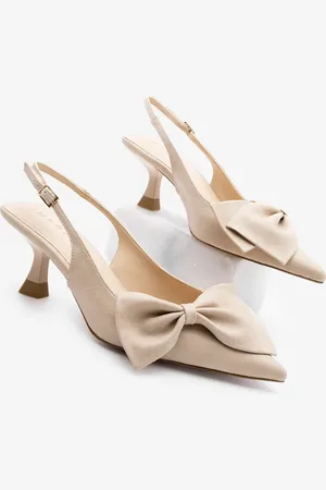 Marjin Beigefarbene Stiletto-schuhe Mit Spitzer Zehenpartie Und Schleifendetail Und Offenem Rücken - 36
