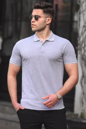 MADMEXT Graues Basic Poloshirt für Herren - XL