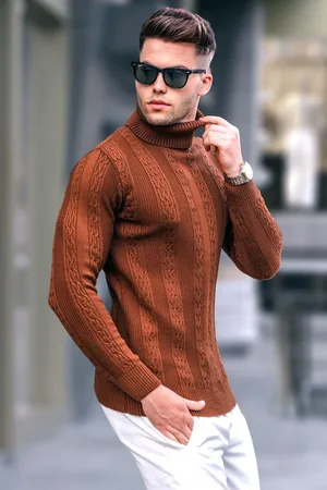 MADMEXT Rollkragenpullover Mit Kamelmuster für Herren - S