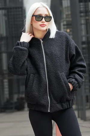 MADMEXT Schwarze Bouclé-bomberjacke für Damen - S