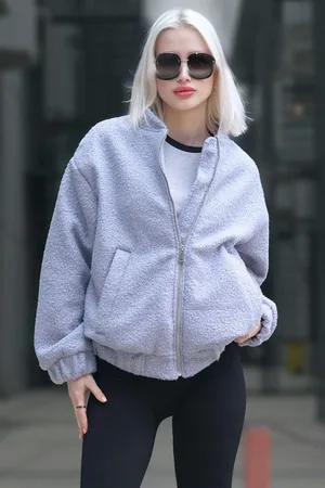 MADMEXT Graue Bouclé-bomberjacke für Damen - S
