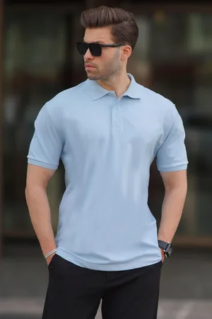 MADMEXT Overfit Blaues Polo-shirt Kurzarm für Herren - 2XL