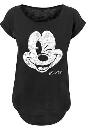 F4NT4STIC Disney Mickey Mouse Since Beaten Face Char Cadt Mit Ladies Long Slub Tee für Damen - XL