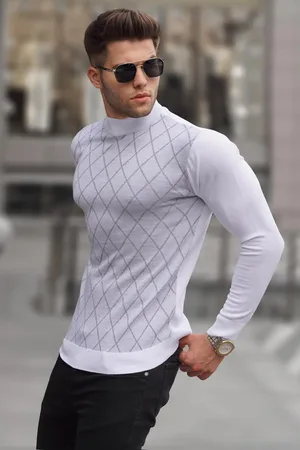 MADMEXT Ecrufarbener Rollkragenpullover für Herren - S