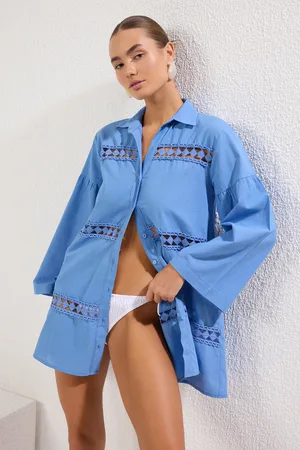 Trendyol Gewebtes Strandhemd Aus 100 % Baumwolle für Damen - 36