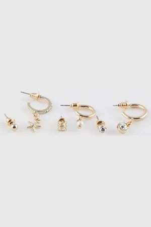 DeFacto 6-teilige Goldene Ohrringe C6987axns für Damen - One Size