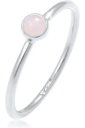 Elli Rosenquarz Edelstein Ring – 925er Silber Vergoldet für Damen - 54