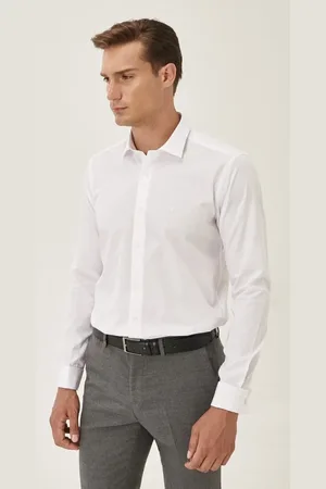 Altınyıldız Classics Weißes, Bügelleichtes Slim-fit-baumwollhemd Mit Klassischem Kragen Und Schmaler Passform für Herren - S