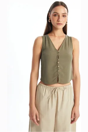 LC Waikiki Lcw Vision – Klassische Weste Aus Leinenmischung Mit V-ausschnitt für Damen - M