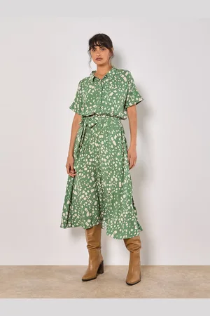 Apricot Scattered Squares Shirt Midi Dress für Damen - XL
