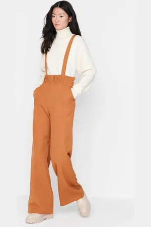 Trendyol Brauner Gewebter Overall Mit Langen Trägern für Damen - 36