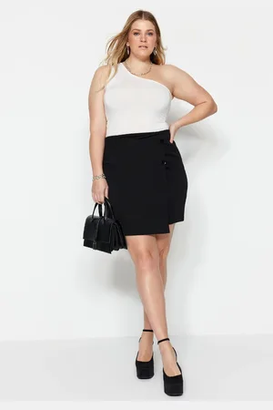 Trendyol Schwarzer Wickel-strickrock Tbsss23ah00124 für Damen - 4XL