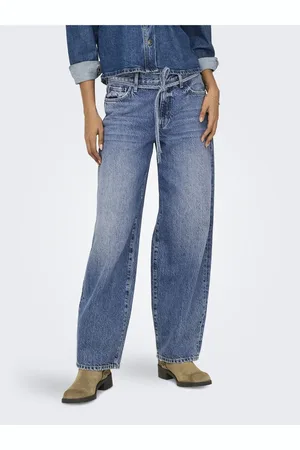 ONLY Düz Kesim Jeans Onlgianna Mittlere Taille Ballon Schnitt Jeans für Damen - 26/34