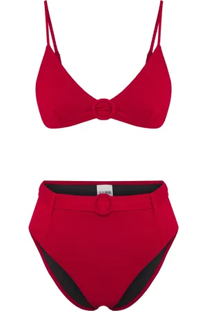 Trendyol Strukturierter Normaler Bikini Mit Rotem Dreieckszubehör für Damen - 36