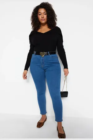 Trendyol Dunkelblaue Skinny Jeans Mit Hoher Taille für Damen - 42