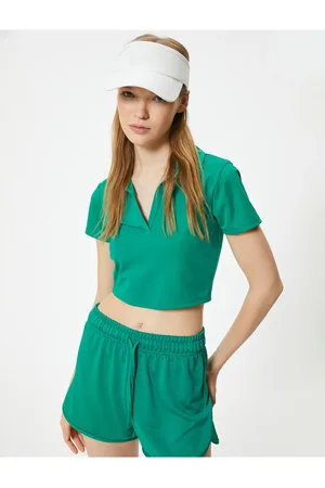 Koton Sport-t-shirt Mit Polokragen, Schmale Passform, Kurze Ärmel für Damen - M