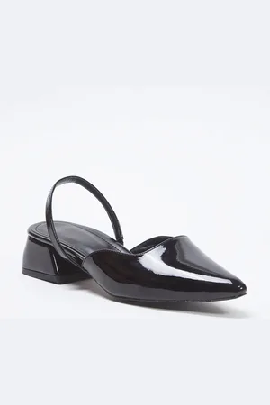 Trendyol Schwarze Lackleder-schuhe Mit Spitzer Zehenpartie Und Blockabsatz für Damen - 36