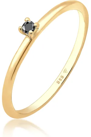 Elli Ring Diamonds Ring Mit Diamanten Diamant Brillantschliff Schwarz (0,003 Ct) 585 Gelbgold V für Damen - 58