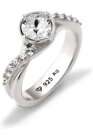 Elli Ring Ring Mit Steinen Glaskristalle Xiriusschliff Xilionschliff Weiß 925 Sterling Silber Abendwe für Damen - 56