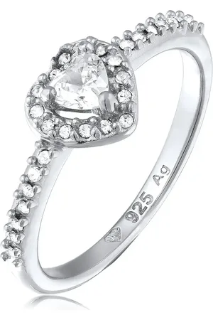 Elli Ring Ring Mit Steinen 925 Sterling Silber Ring Mit Herz Mit Zirkonia Kristallen 54 für Damen - 52