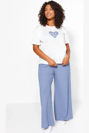 Trendyol Blaues, Herzgemustertes Cord-strickpyjama-set für Damen - 3XL