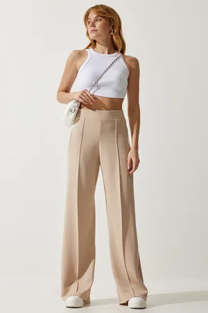 Happiness istanbul Cremefarbene Stretch-jogginghose für Damen - 38