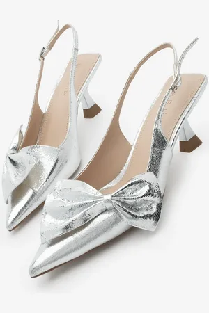 Marjin Silberfarbene Stiletto-schuhe Mit Spitzer Zehenpartie Und Schleifendetail Und Offenem Absatz - 36