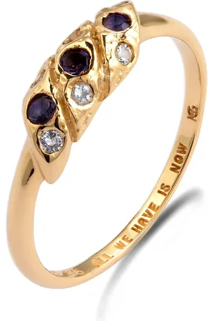 Haze & Glory Ring Ring Mit Steinen 375 Gelbgold Ring Kreisförmige Runde Muschel Mit Mondstein Und I für Damen - 54
