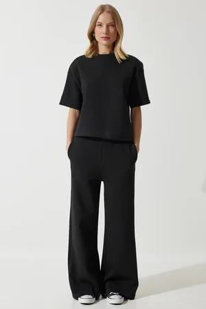 Happiness istanbul Schwarzes Premium-trainingsanzug-set Mit Gepolstertem Oberteil Und 2 Fäden für Damen - 36