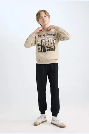 DeFacto 2-teiliges Set Für Jungen, Bedrucktes, Dickes Sweatshirt Mit Rundhalsausschnitt Und Jogger-jogginghose Mit Elastischem Bund für Herren - 8–9 Jahre