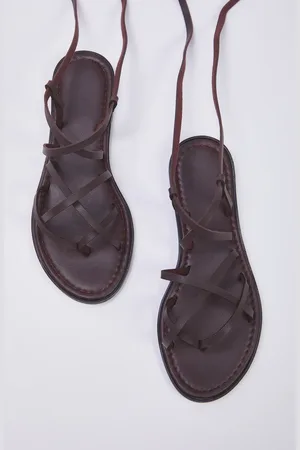 Trendyol Bitter Brown Ankle Lace-up Flip Flops Sandalen für Damen - 37