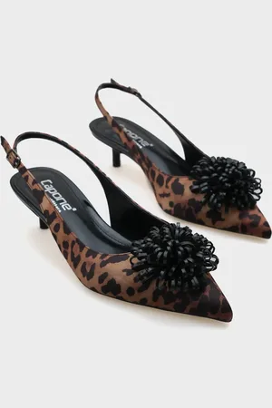 Capone Outfitters Oliy Mid Heeled Floral Pointed Toe Slingback Schuhe für Damen - 38