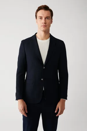 Avva Marineblaue, Gefütterte, Doppelt Geschlitzte Jacke A32y4029 für Herren - 54