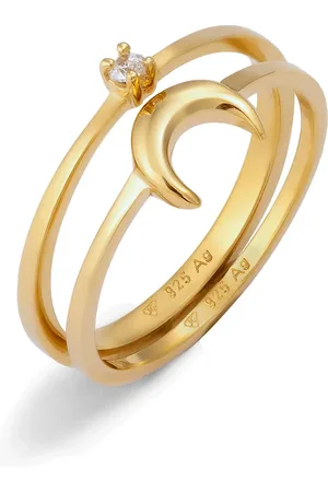 Elli Ring Ringset Mit Steinen Halbmond Zirkonia Diamantschliff Weiß 925 Sterling Silber Vergoldet für Damen - 58