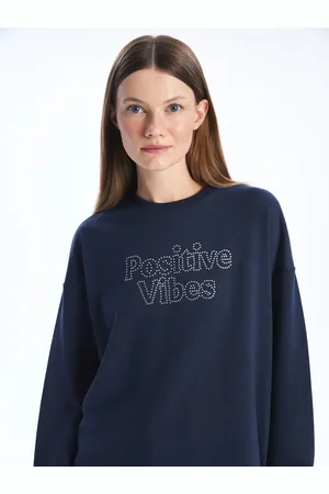 LC Waikiki Rundhalsausschnitt, Steindruck, Langärmelig, Übergröße, Sweatshirt-tunika für Damen - S