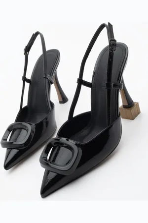 Marjin Stiletto-schuhe Mit Spitzer Zehenpartie, Slingback-schnalle Und Absatz, Velton, Schwarzes Lackleder - 36