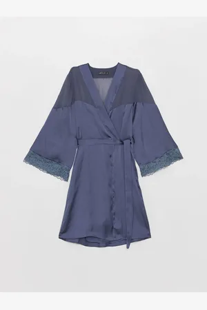 LC Waikiki Morgenmantel Aus Satin Mit Zweireihigem Kragen Und Spitze für Damen - XS