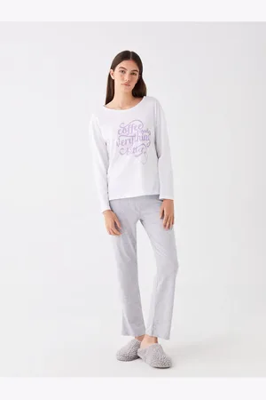 LC Waikiki Pyjama-set Mit Langen Ärmeln Und Rundhalsausschnitt – Bedruckt für Damen - XS