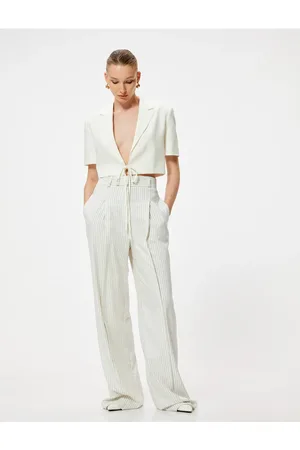 Koton Crop-leinenjacke Mit Schnürung Vorne Und Kurzen Ärmeln für Damen - 42