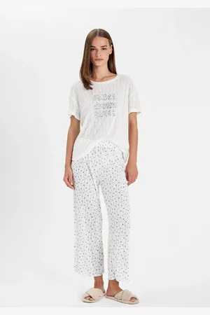 DeFacto Fall In Love Bedrucktes Kurzarm-pyjama-set Mit Normaler Passform für Damen - M