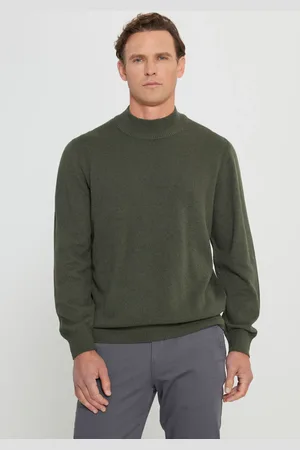 Altınyıldız Classics Khakifarbener Standard-schnitt-strickpullover Aus Baumwolle Mit Halblangem Rollkragen für Herren - L